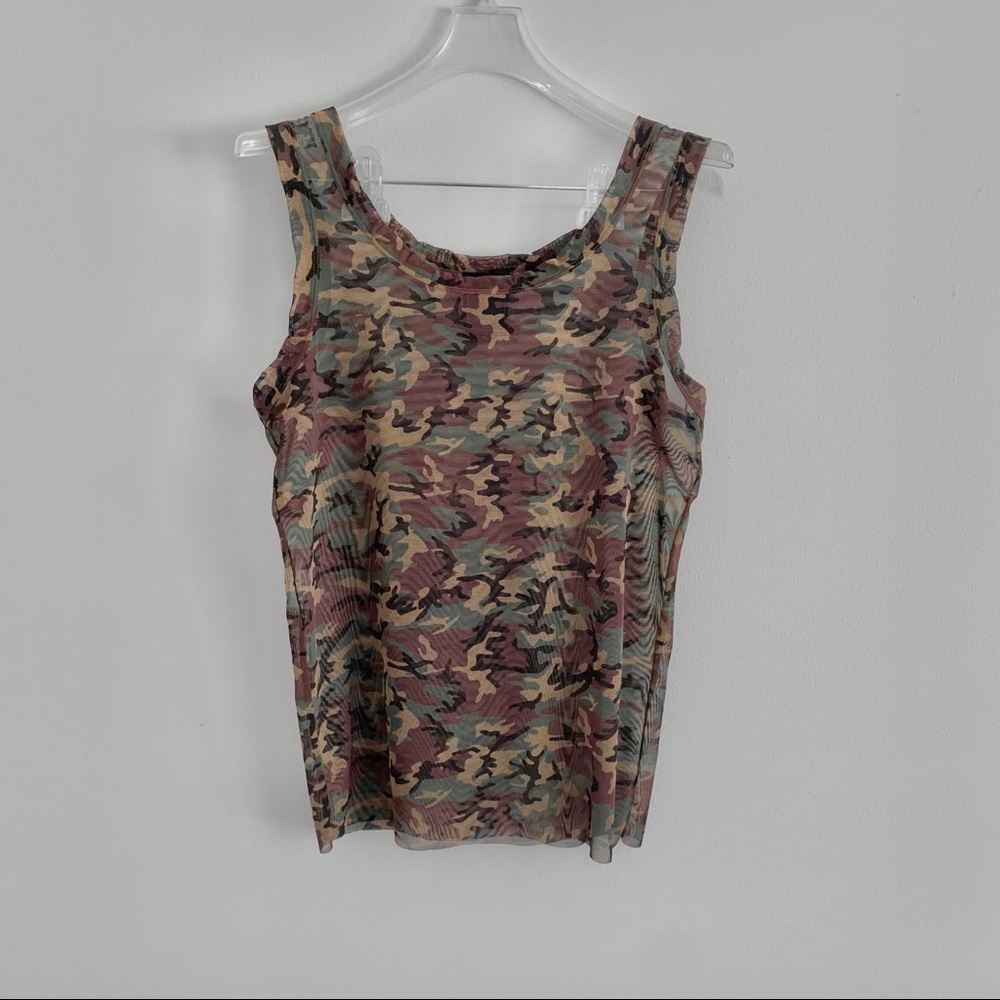 SOLD Gaultier sheer mesh camo tank top - Picture 1 of 5